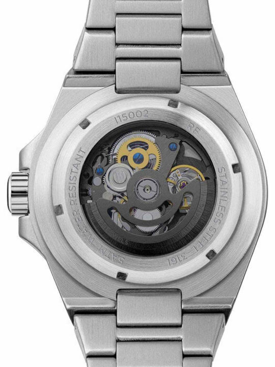 Ingersoll Ανδρικό Ρολόι 43mm Αυτόματο με Ασημί Μεταλλικό Μπρασελέ