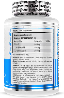 Yava Labs Omega 3 Fischöl 1000mg 90 Mützen