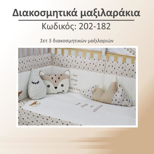 Bebe Stars Crib Decorative Pillows Fox White 25x25cm 3pcs