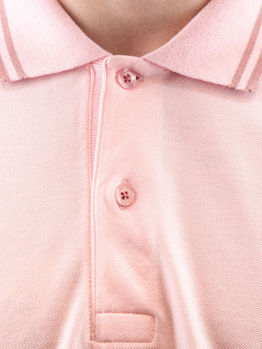 Guy Laroche Herren Kurzarmshirt Polo Rosa