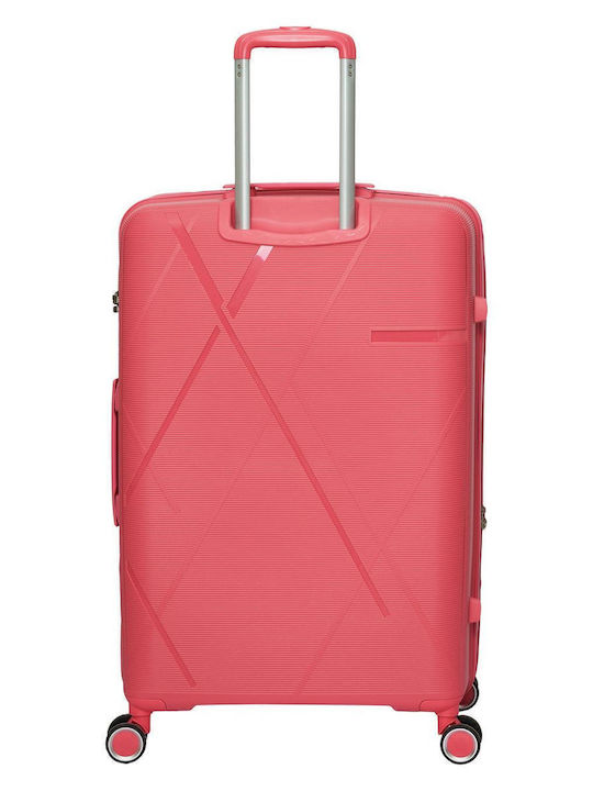 RCM Großer Hart-Reise-Koffer Rosa mit 4 Rädern