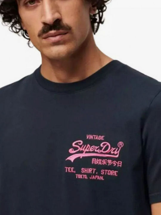 Superdry Neon Vl Men's Short Sleeve Blouse dark blue