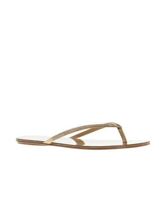 Pedro Garcia Leather Women's Flat Sandals in Gold Color