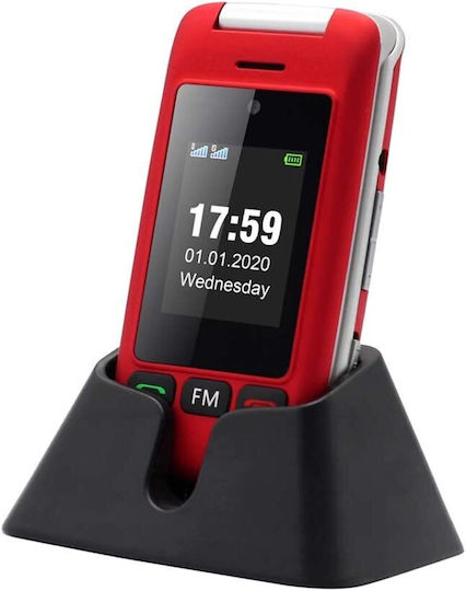 Artfone Artfone C10 Flip Dual SIM Mobile with Large Buttons Red