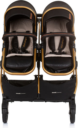 Chipolino Duo Smart Ρυθμιζόμενο Καρότσι για Δίδυμα Kατάλληλο για Nεογέννητο Obsidian Gold 12.2kg