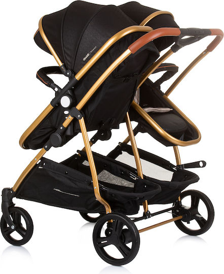 Chipolino Duo Smart Ρυθμιζόμενο Καρότσι για Δίδυμα Kατάλληλο για Nεογέννητο Obsidian Gold 12.2kg
