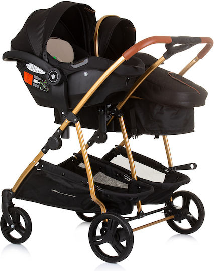 Chipolino Duo Smart Ρυθμιζόμενο Καρότσι για Δίδυμα Kατάλληλο για Nεογέννητο Obsidian Gold 12.2kg