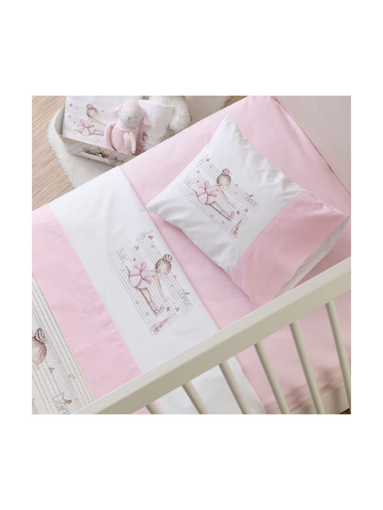 Borea Ballerina Baby Sheets Set Crib Cotton White 120x170cm 3pcs