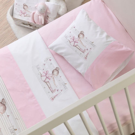 Borea Ballerina Baby Sheets Set Crib Cotton White 120x170cm 3pcs