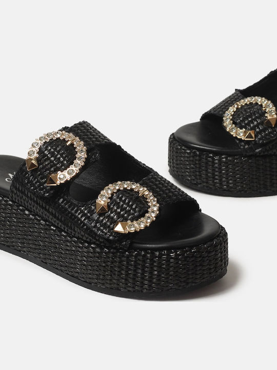 Sandale Casual Damă Flatforme Din Piele Negru