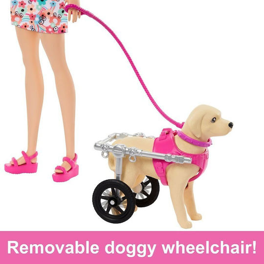 Barbie You Can Be Anything Păpușă Cățeluși și scaun cu rotile pentru animale de companie pentru 3+ ani+ Ani