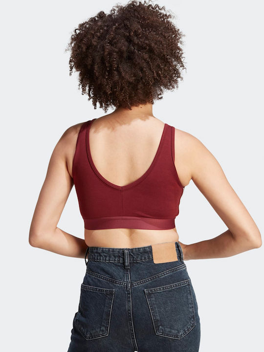 Adidas 3-stripes Crop Top Women's Bra without Padding Burgundy