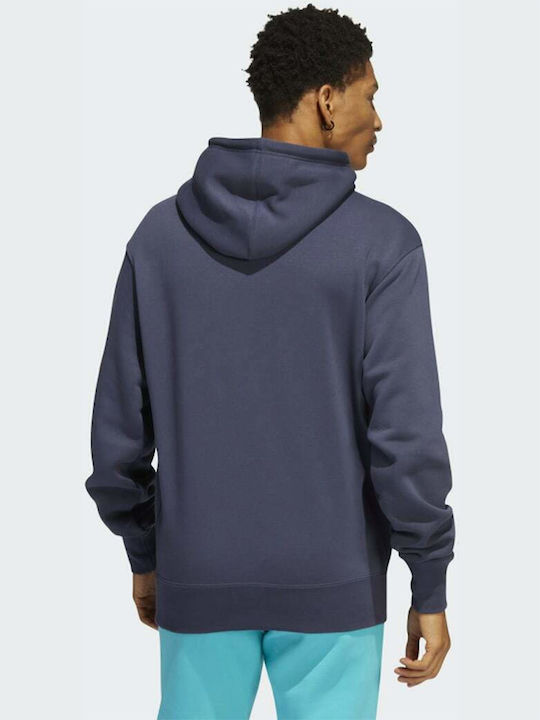 Adidas Men's Sweatshirt with Hood and Pockets Blue