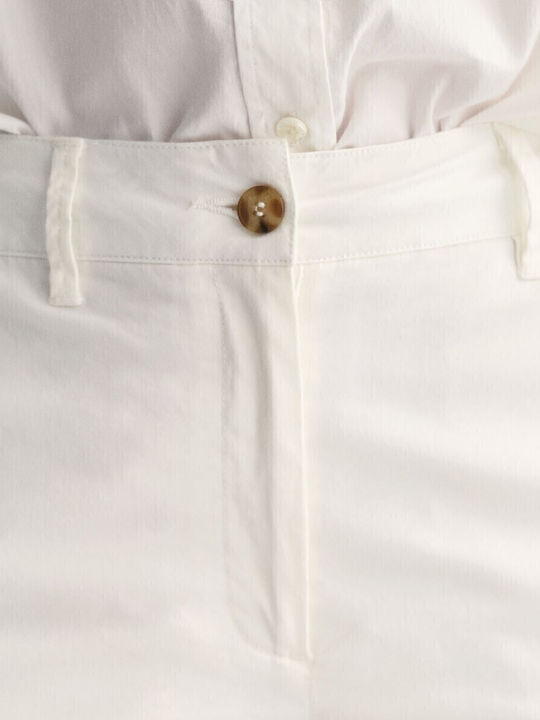 Damen Hoch tailliert Chino Hose in Schlanker Passform OFFWHITE