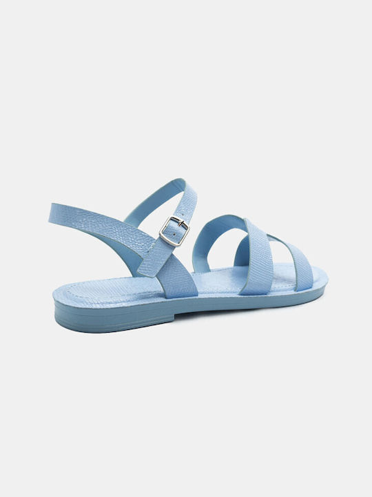 Luigi Synthetic Leather Women's Sandals Light Blue Animal Print