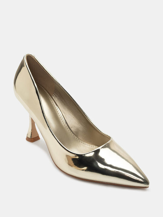 Luigi Patent Leather Pointed Toe Gold High Heels