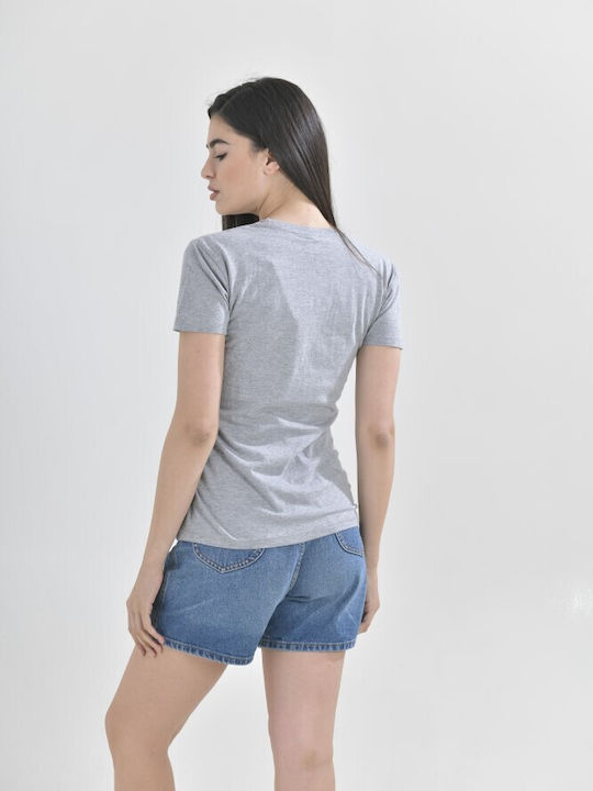 Ble Resort Collection Women's Summer Blouse Cotton Short Sleeve Gray