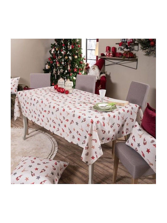 Teoran Hilden Weihnachtlich Tischtuch Stoff Weiß L220xB135cm.