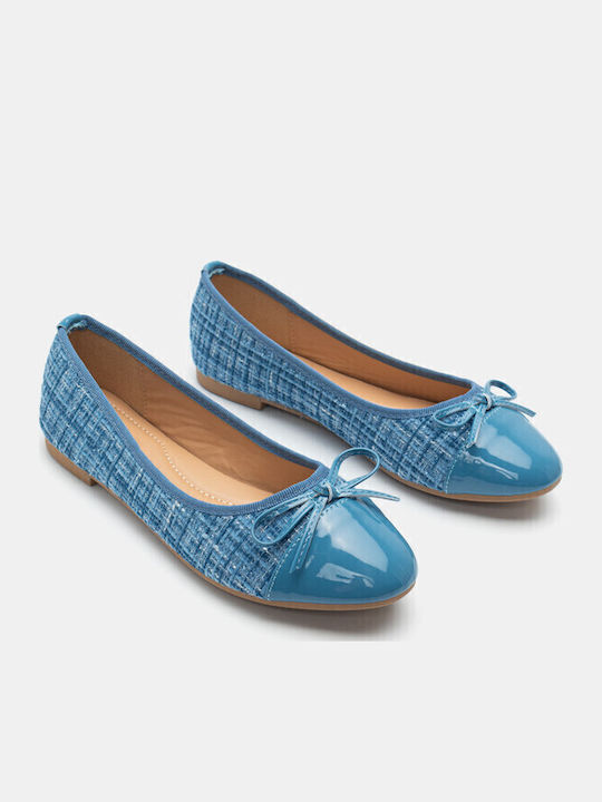 Damen Ballerinas Spitz zulaufend in Hellblau Farbe