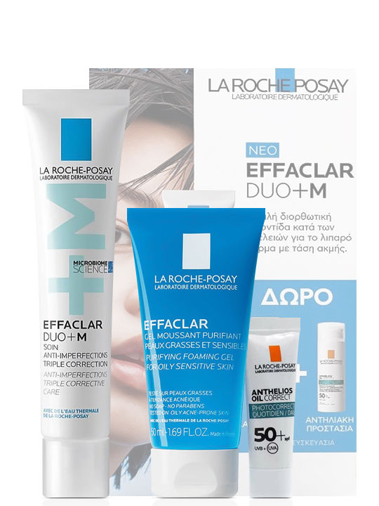 La Roche Posay Effaclar Duo+M Σετ Περιποίησης για Ενυδάτωση & Καθαρισμό Προσώπου 3τμχ