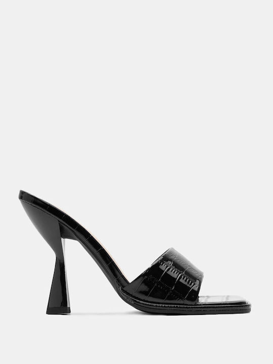 Luigi Thin Heel Mules Black