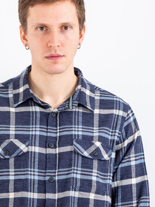 Long-sleeved Flannel Shirt Blue