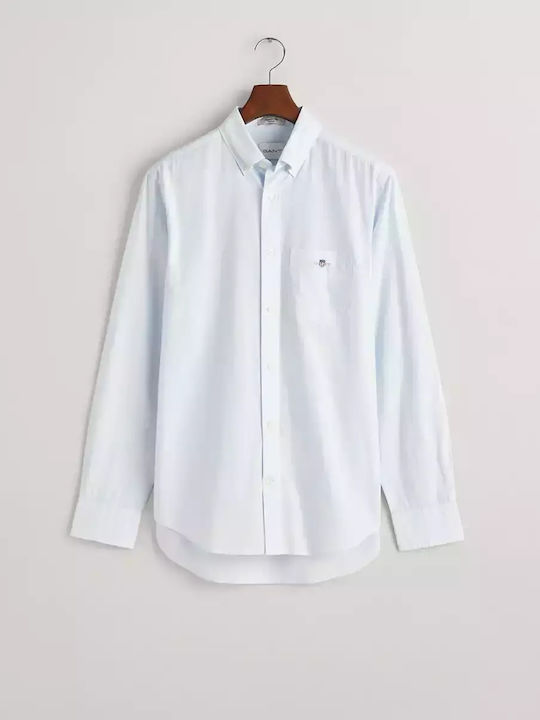 Long-sleeved Cotton Shirt Striped Blue