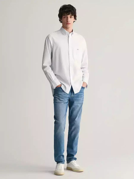 Long-sleeved Cotton Shirt Striped Blue