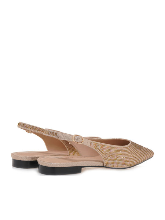 Γυναικείες Μπαλαρίνες Slingback σε Χρυσό Χρώμα