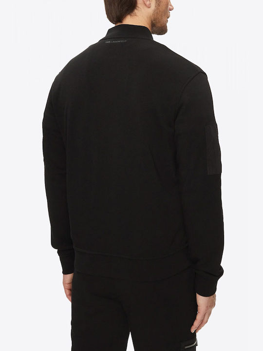 Karl Lagerfeld Men's Sweatshirt Jacket with Pockets Black