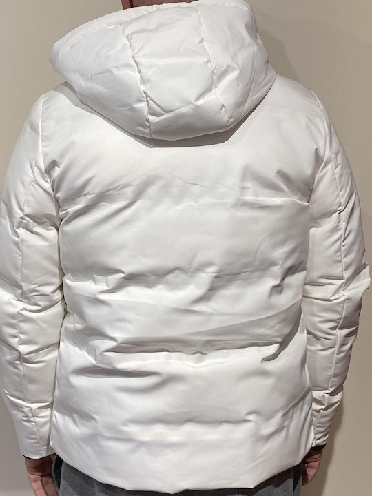 Solid Men's Winter Puffer Jacket White