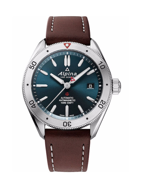 Alpina Watch Battery with Brown Leather Strap