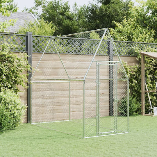 vidaXL Poultry Coop of Galvanized Steel L2 x W1.9 x H1m