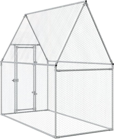 vidaXL Poultry Coop of Galvanized Steel L2 x W1.9 x H1m