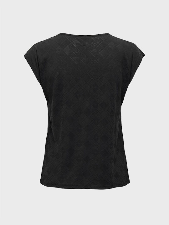 Only Women's T-shirt with V Neck Black