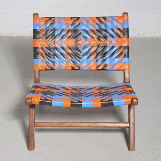 Outdoor Chair Wooden Teak Multicolored 87x70x70cm