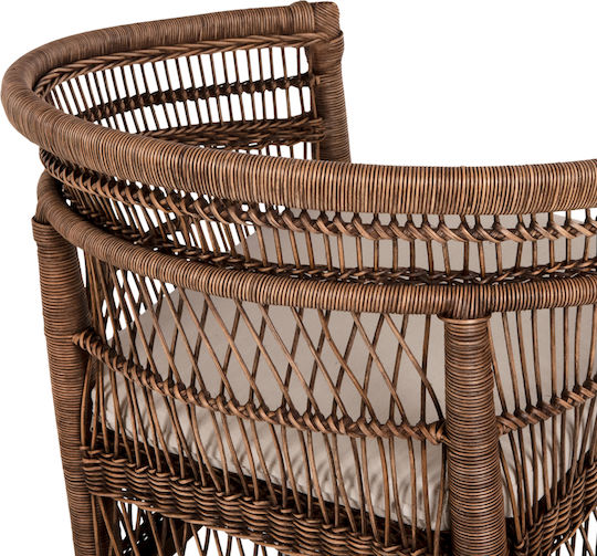 Outdoor-Sessel Rattan CAFE-BLUE mit Kissen 80x70x86εκ.