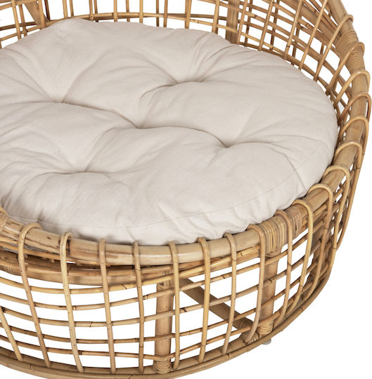 Fotoliu de exterior Rattan Ento Natural-White cu pernă 106x94x82cm