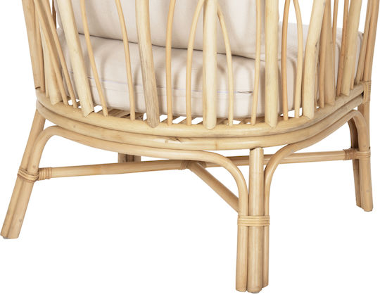 Outdoor-Sessel Rattan Estor Natural-White mit Kissen 78x75x92εκ.