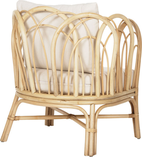Outdoor-Sessel Rattan Estor Natural-White mit Kissen 78x75x92εκ.