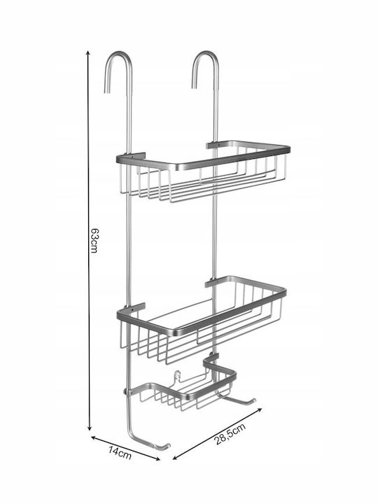 An der Wand montiert Badezimmerregal Metallisch 63x14x28.5cm Gray
