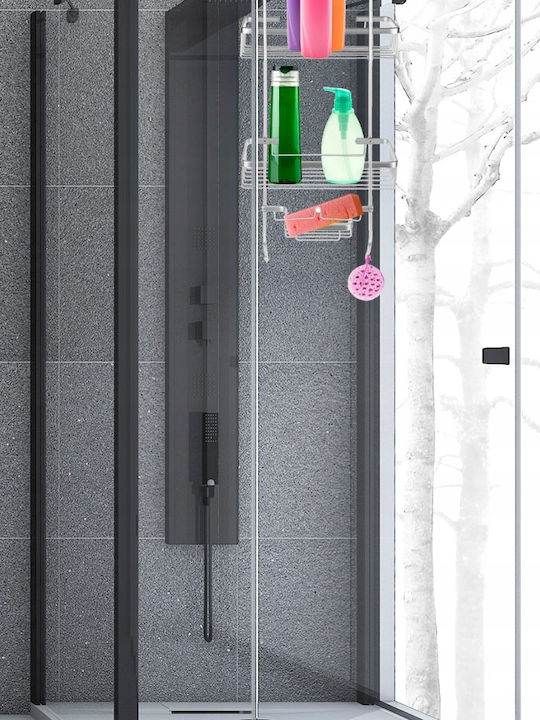 An der Wand montiert Badezimmerregal Metallisch 63x14x28.5cm Gray