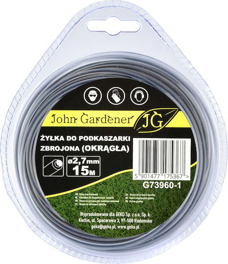 John Gardener Round Brush Cutter Trimmer Line 2.7mm 15m