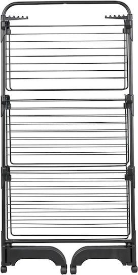 vidaXL Folding Floor Metallic Clothes Drying Rack with Wheels with Hanging Length 42m