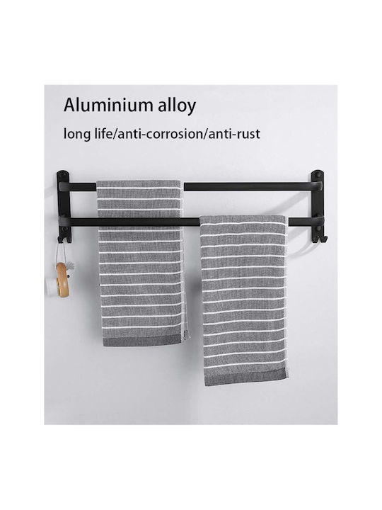 Ράγα Μπάνιου Διπλή Επιτοίχια με Βίδες ​60x11cm Inox Μαύρη