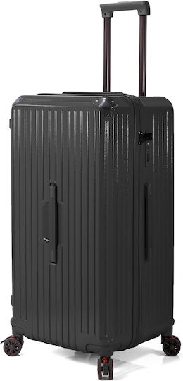 Benzi Large Travel Suitcase Hard Black Velvet-Black Metal with 4 Wheels Height 78cm