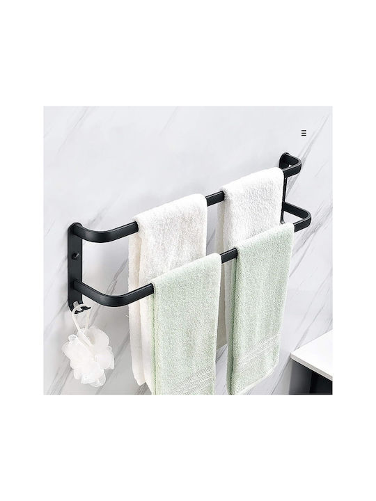 Ράγα Μπάνιου Διπλή Επιτοίχια με Βίδες ​60x11cm Inox Μαύρη