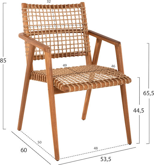 Fotoliu de exterior Lemn TEAK 54x59x84cm