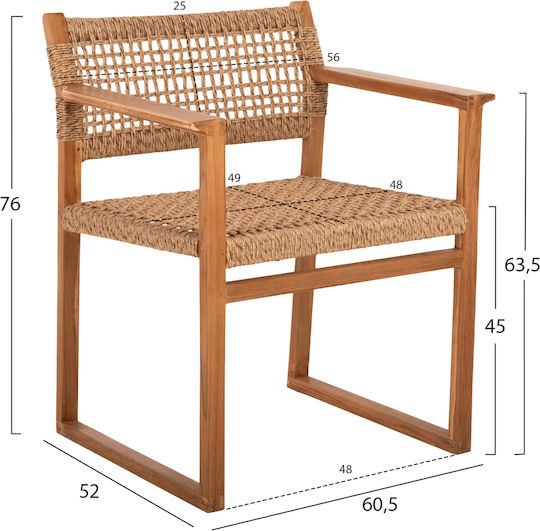 Outdoor-Sessel Hölzernes TEAK 61x53x76εκ.