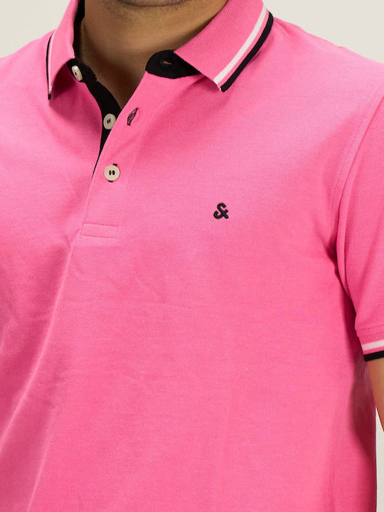 Jack & Jones Ανδρική Μπλούζα Κοντομάνικη Polo Ροζ